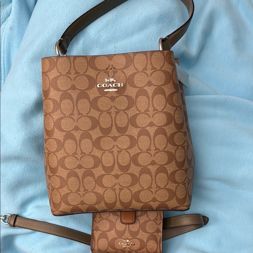 Coach Brown Monogram Shoulder Bag Large